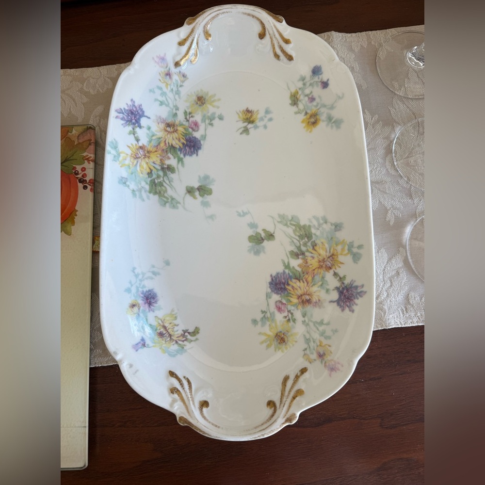 Floral Limoges Porcelain Serving Platter